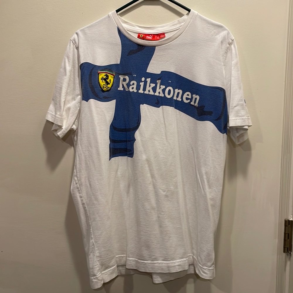 Formula One 1 Ferrari F1 Team Puma Kimi Raikkonen Finland T-shirt Mens size L